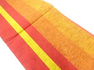 綿紬縞模様織出し全通袋帯